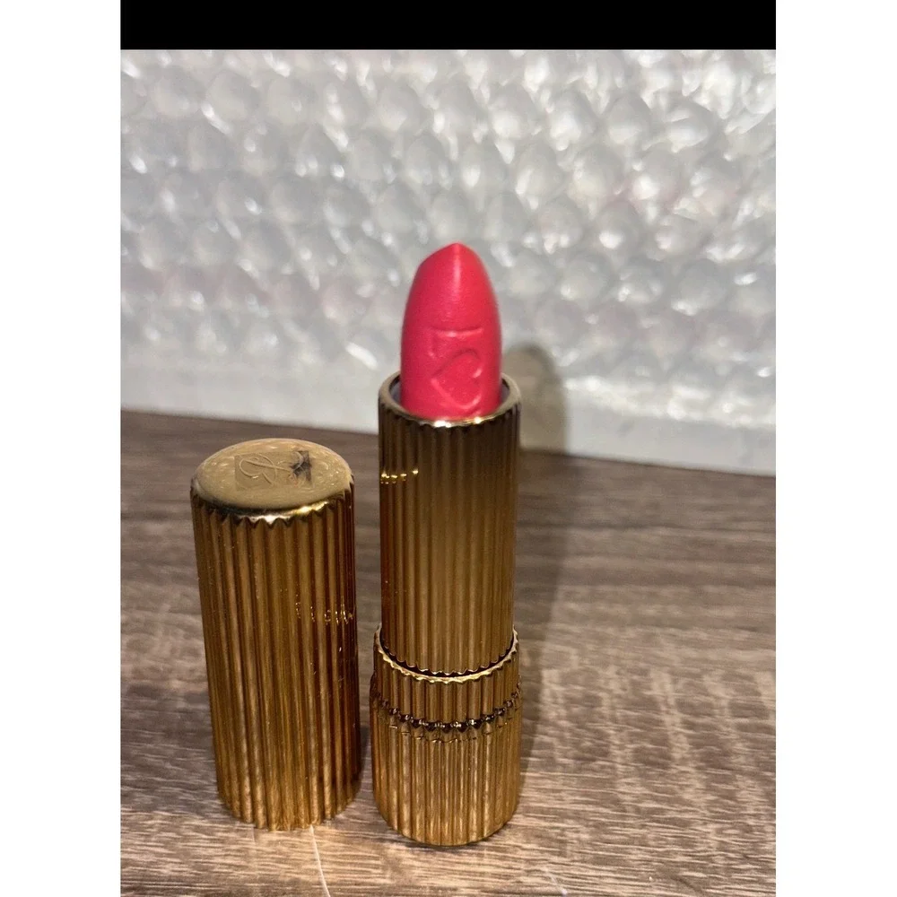 Estee Lauder Signature‎ Lipstick Pink Kiss L76 Pink Gold Fluted Case Heart face